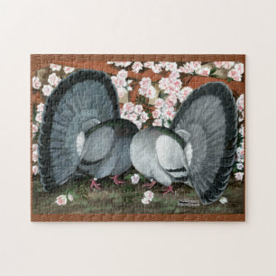 Fantail Pigeons Matched Pair Jigsaw Puzzle