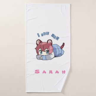 Fantart Anime cute girl character Bath Towel Set