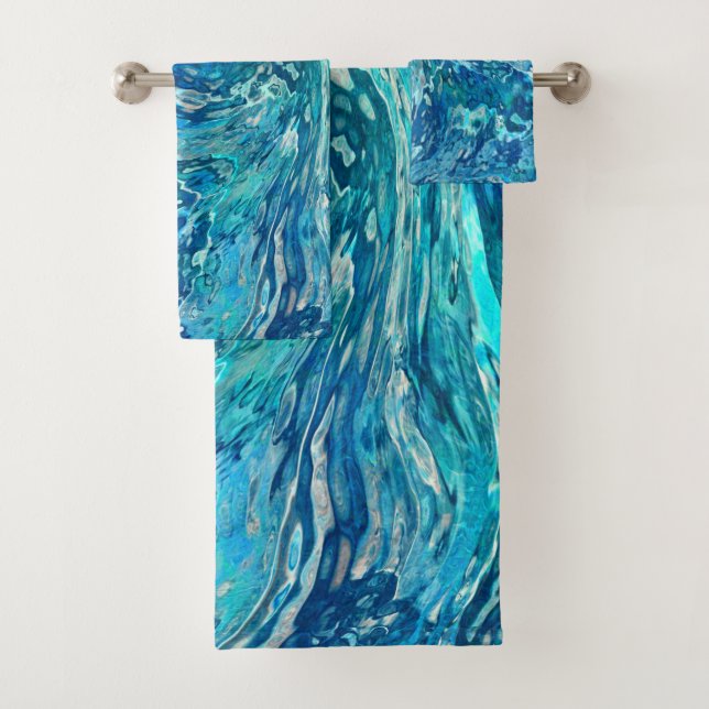 Fantastic abstract wave bath towel set (Insitu)