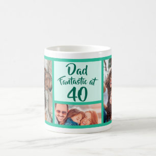 Fantastic at 40 Dad birthday photo collage Coffee Mug