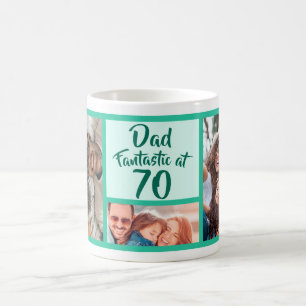 Fantastic at 70 Dad modern birthday photo collage Coffee Mug