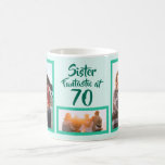Fantastic at 70 sister birthday photo collage coffee mug<br><div class="desc">👉 Put a smile on a face with this awesome 70th birthday sister photo collage coffee mug! - Simply click to personalise this design 🔥 My promises - This design is unique and is designed with you in mind 🙏 Thank you for supporting my small business - If you would...</div>
