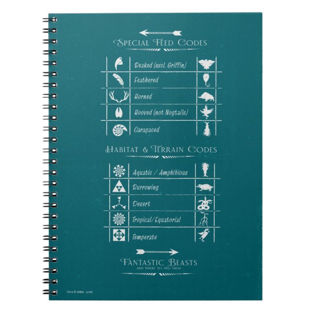 FANTASTIC BEASTS AND WHERE TO FIND THEM™Code Chart Notebook (Front)