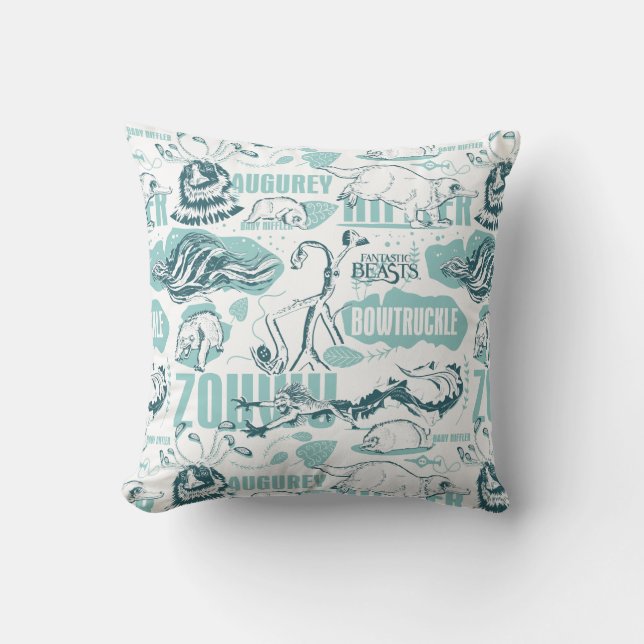 Fantastic Beasts Blue Pattern Cushion (Front)