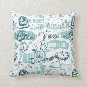 Fantastic Beasts Blue Pattern Cushion
