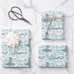 Fantastic Beasts Blue Pattern Wrapping Paper Sheet