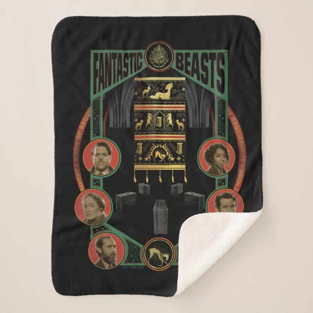 Fantastic Beasts Room of Requirement Graphic Sherpa Blanket (Front)