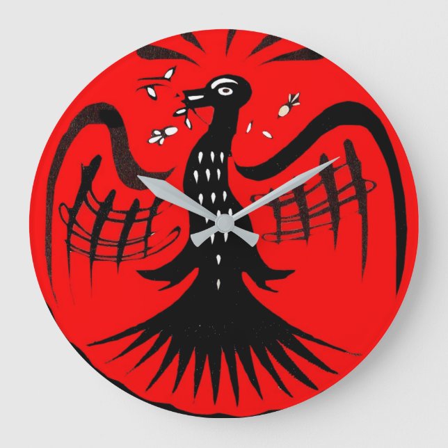 fantastic bird folk art bird large clock (Front)