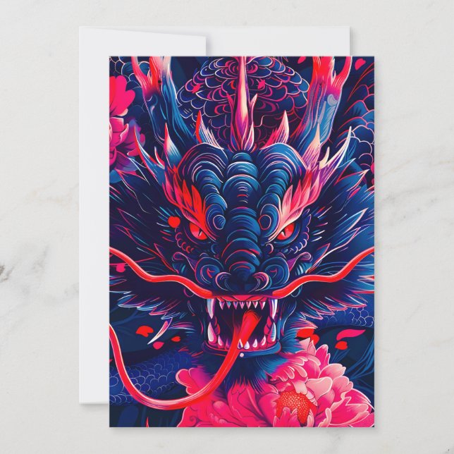 Fantastic Blossom Fury Dragon Holiday Card (Front)