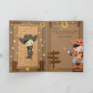 Fantastic Boys A-Maze-ing Cowboy Happy Birthday Card