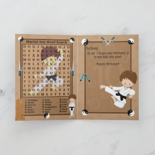 Fantastic Boys Karate Word Search Happy Birthday Card