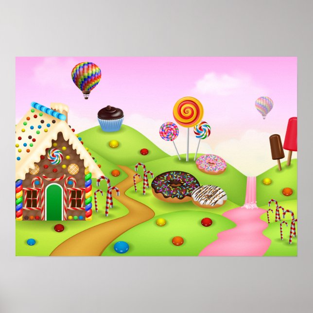 Fantastic Candy Land Landscape Background Poster (Front)