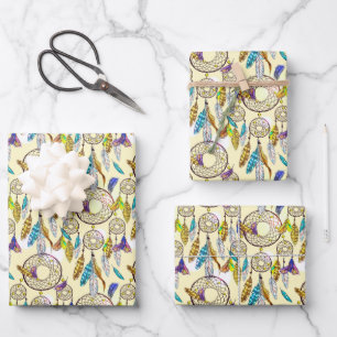 Fantastic Colours Dream Catchers Pattern Wrapping Paper Sheet