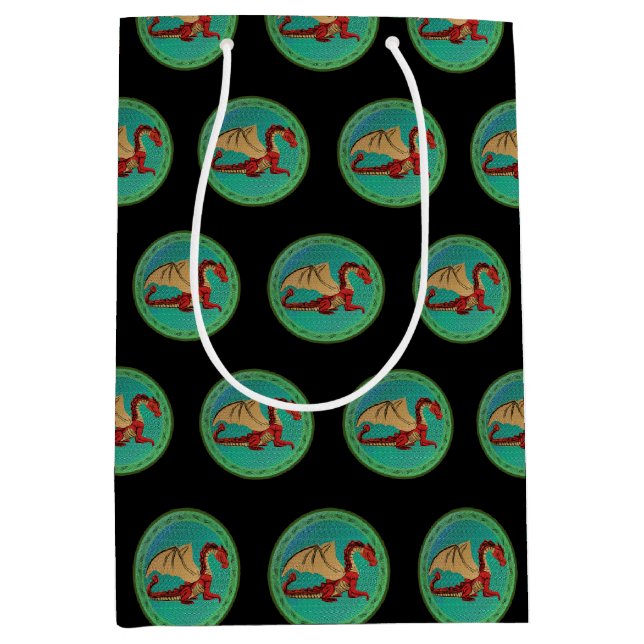 Fantastic Dragon Red and Green v11 Medium Gift Bag (Front)