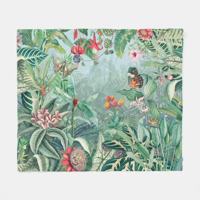 Fantastic Fabulous Tropics Rainforest Fleece Blanket (Front (Horizontal))