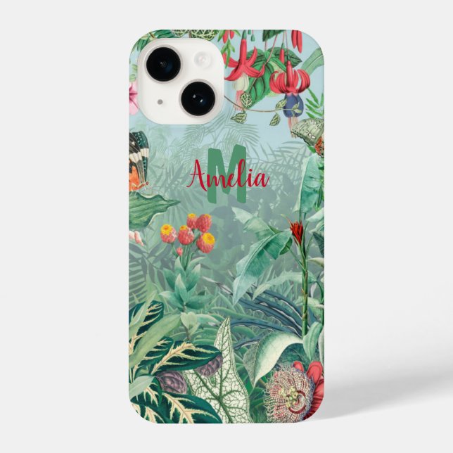 Fantastic Fabulous Tropics Rainforest Monogram iPhone Case (Back)