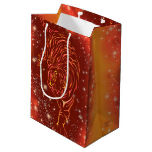 Fantastic Fire Tiger Running - Galaxy Starry Night Medium Gift Bag