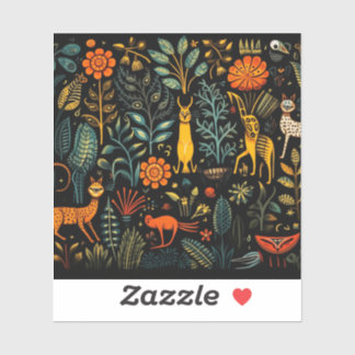 Fantastic flora and fauna on a dark background