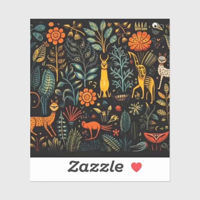 Fantastic flora and fauna on a dark background (Sheet)