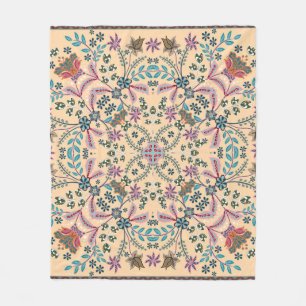 Fantastic flower ornament. Beautiful vintage patte Fleece Blanket