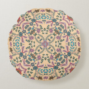 Fantastic flower ornament. Beautiful vintage patte Round Cushion
