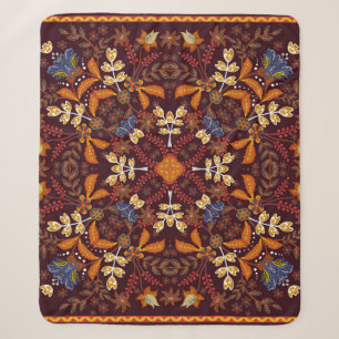 Fantastic flower ornament. Beautiful vintage patte Sherpa Blanket