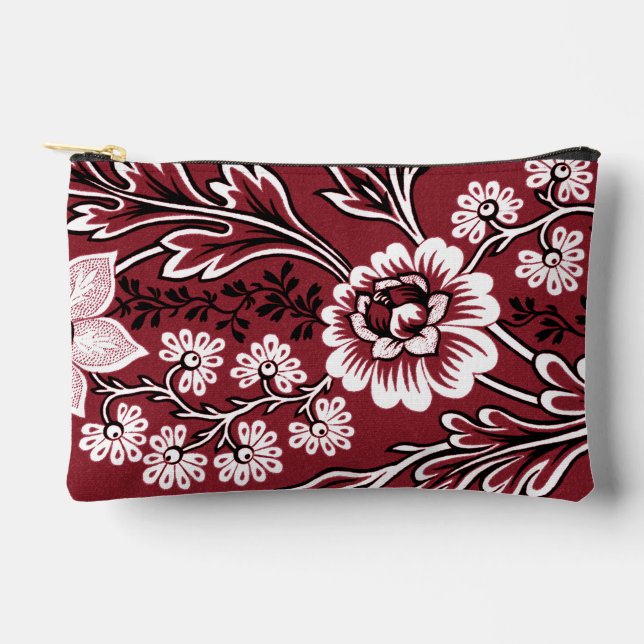 Fantastic Flowers (Maroon) Fine Art Accessory Pouch (Front)