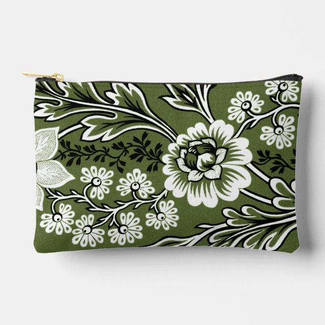 Fantastic Flowers (Moss Green) Fine Art Accessory Pouch (Front)