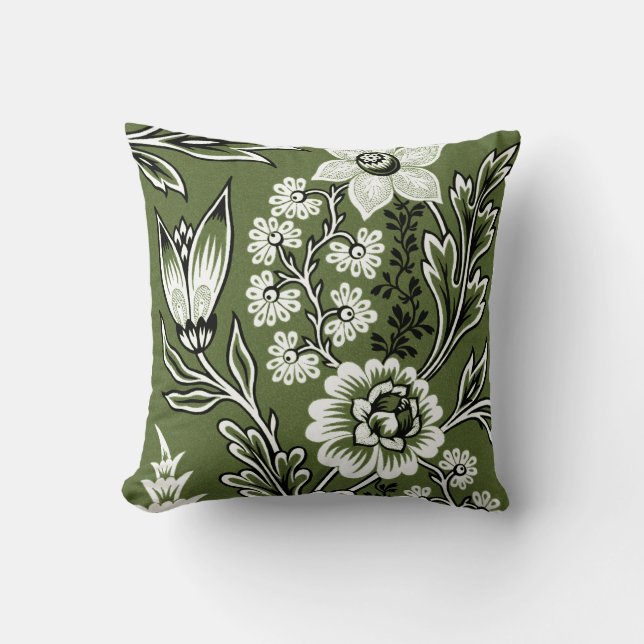 Fantastic Flowers (Moss Green) Fine Art Cushion (Front)