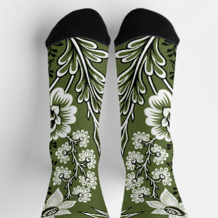 Fantastic Flowers (Moss Green) Fine Art Socks