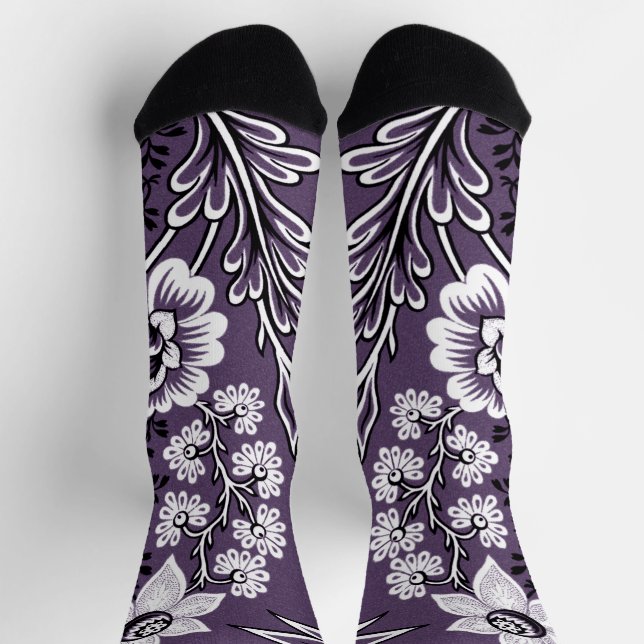 Fantastic Flowers (Plum) Fine Art Socks (Top)