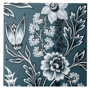 Fantastic Flowers (Slate Teal) Fine Art Tile