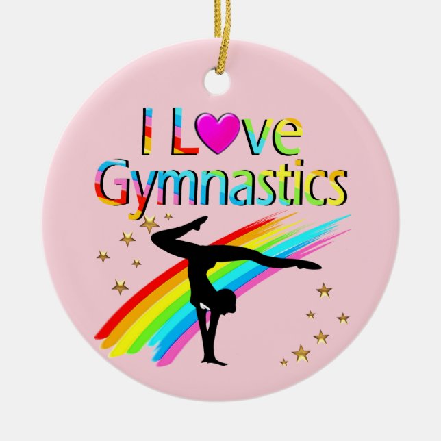 FANTASTIC GYMNAST GIRL I LOVE GYMNASTIC DESIGN CERAMIC TREE DECORATION (Front)