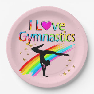 FANTASTIC GYMNAST GIRL I LOVE GYMNASTIC DESIGN PAPER PLATE