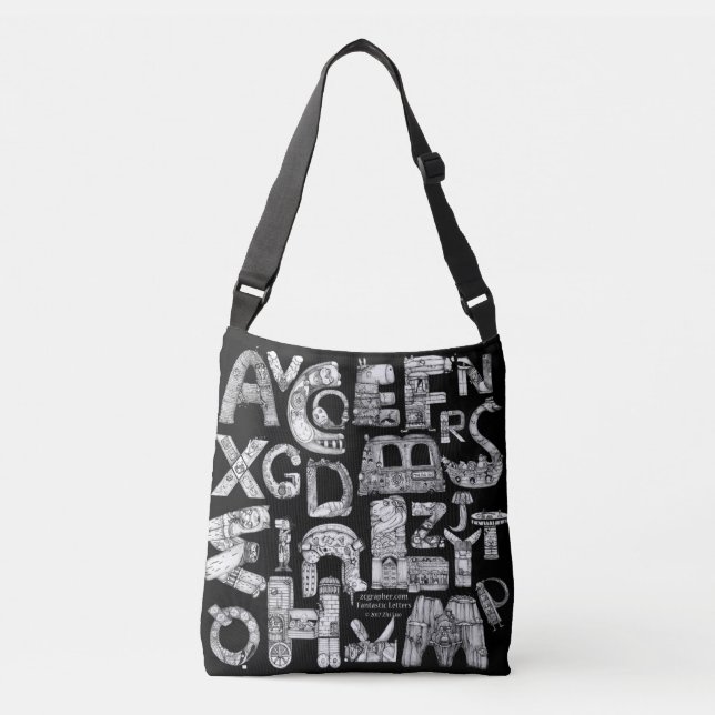 Fantastic Letters Black Crossbody Crossbody Bag (Front)