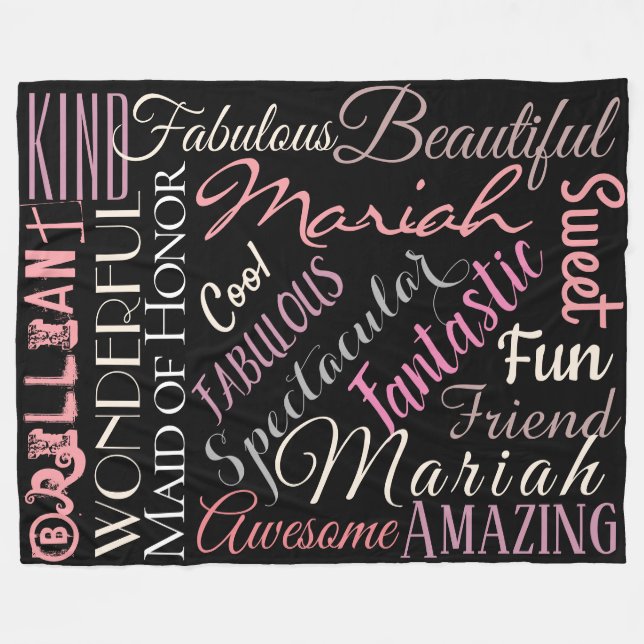 Fantastic Maid of Honour Personalise Fabulous Word Fleece Blanket (Front (Horizontal))
