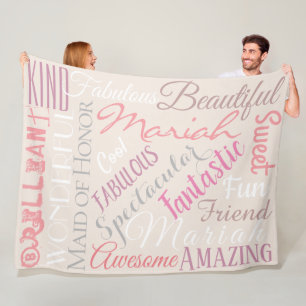 Fantastic Maid of Honour Personalise Fabulous Word Fleece Blanket