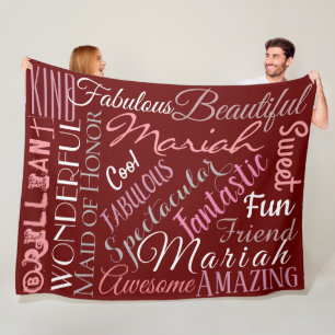 Fantastic Maid of Honour Personalise Names 'n Word Fleece Blanket