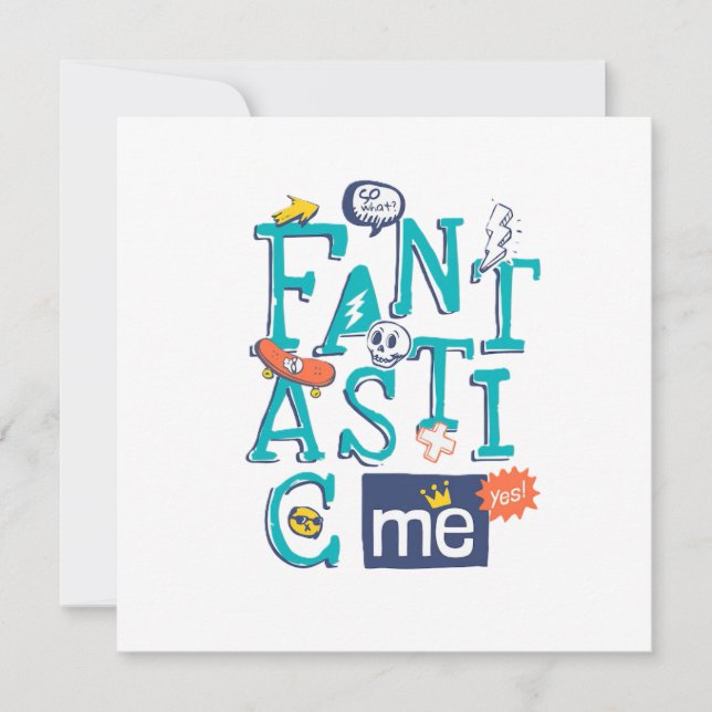 Fantastic Me Round Sticker Design Invitation (Front)