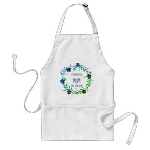 FANTASTIC MOM AND THEN SOME Floral Wreath GREEN Standard Apron