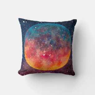 Fantastic oil painting beautiful big planet moon a cushion