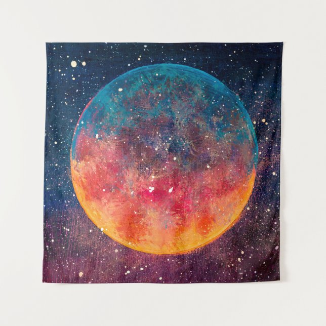 Fantastic oil painting beautiful big planet moon a tapestry (Front)