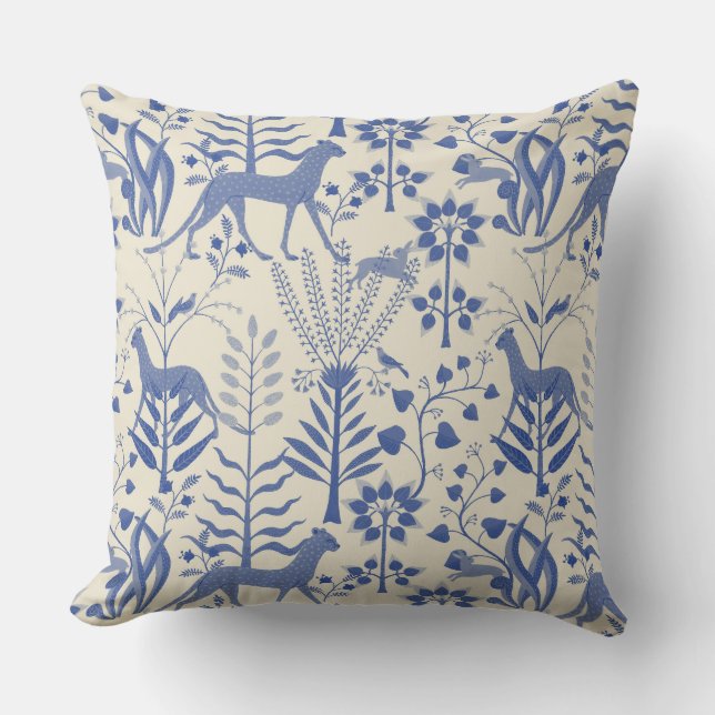 Fantastic plants and animals printed cushion (Front)