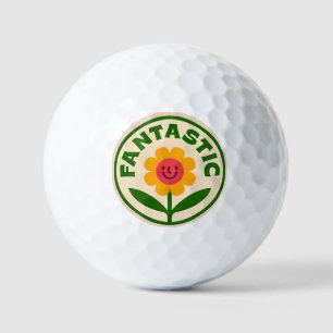 Fantastic Retro Flower Smiley Face Positivity Golf Balls