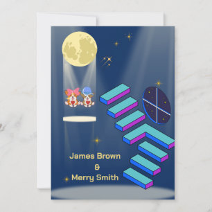 Fantastic Stairs Moon Space Wedding Invitation
