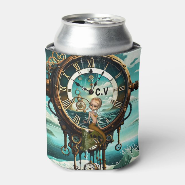 Fantastic steampunk sea clock can cooler (Can Front)
