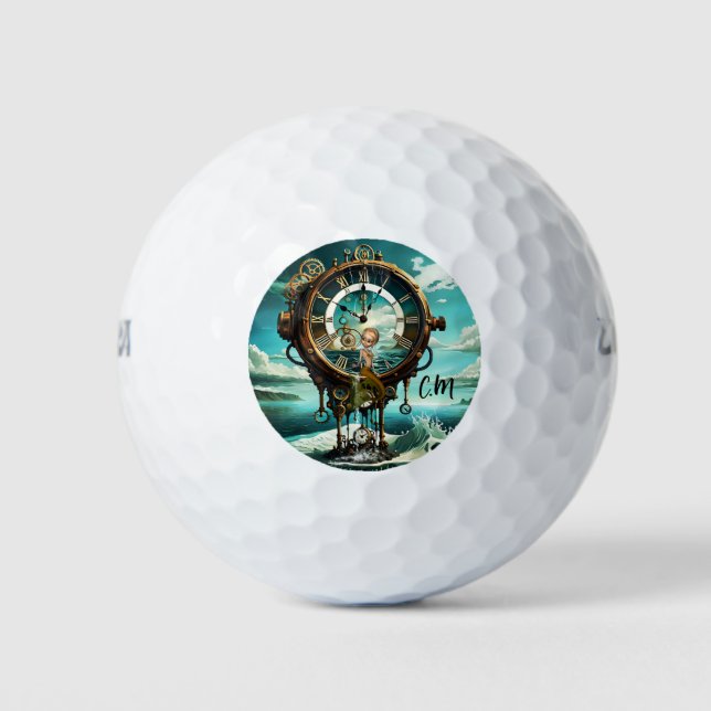 Fantastic steampunk sea clock golf balls (Front)