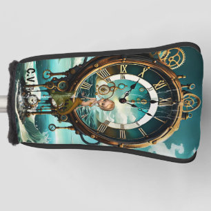Fantastic steampunk sea clock golf head cover