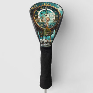 Fantastic steampunk sea clock golf head cover
