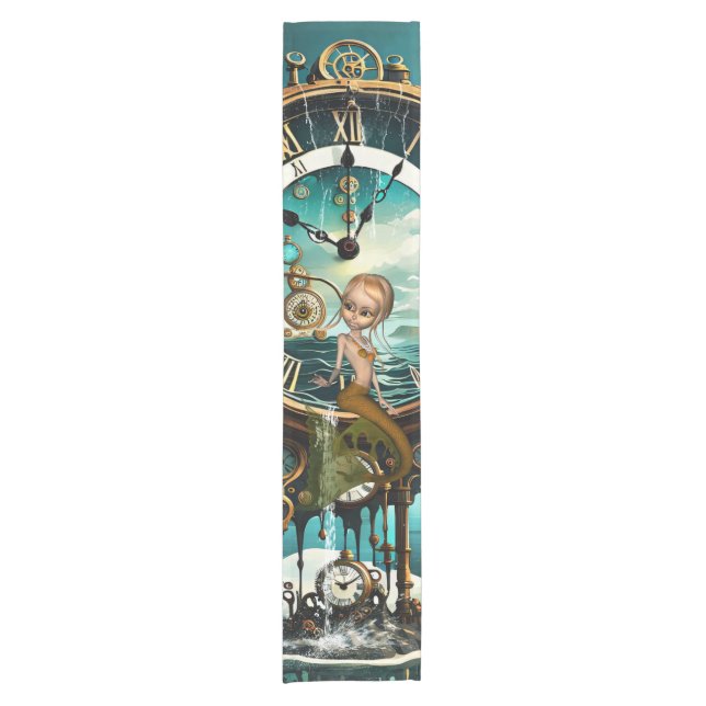 Fantastic steampunk sea clock short table runner (Front)